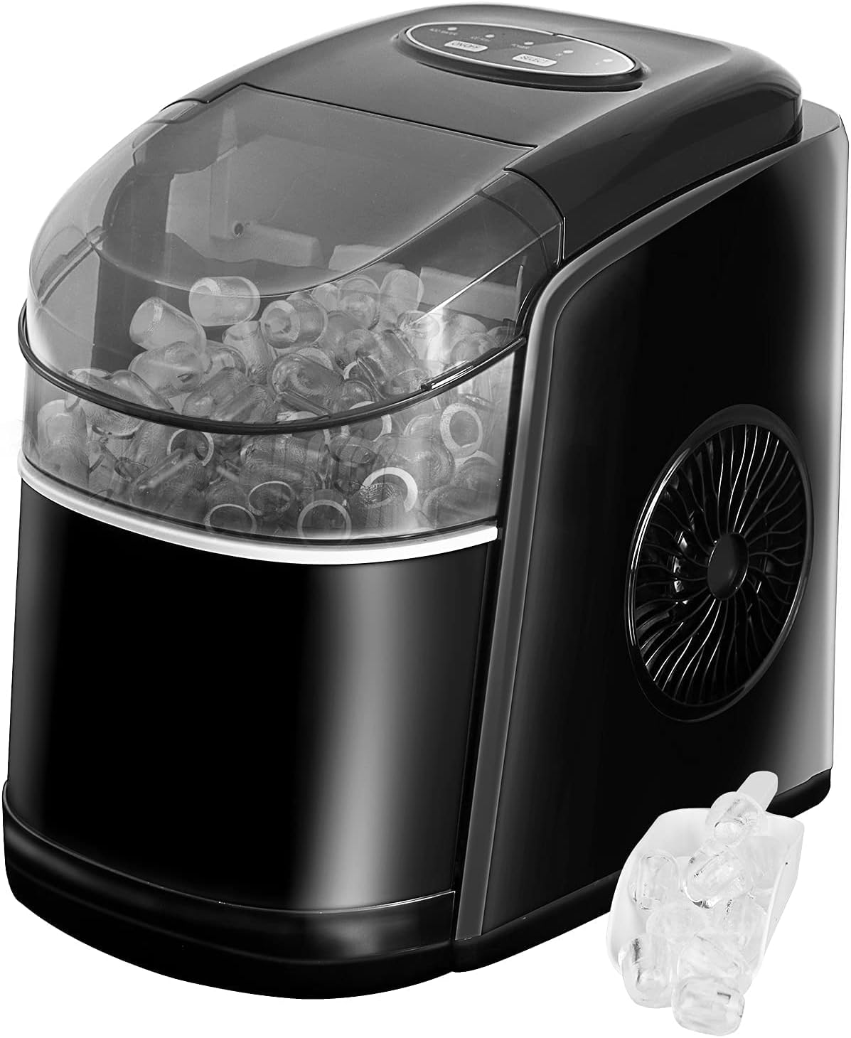 Ice Machine 12 kg/24 h, Professional Home Ice Maker Self-cleaning 1.7L, S/L Size, Ready in 6-9 Minutes, Silent, Ice Maker for Home/Bar, Black
