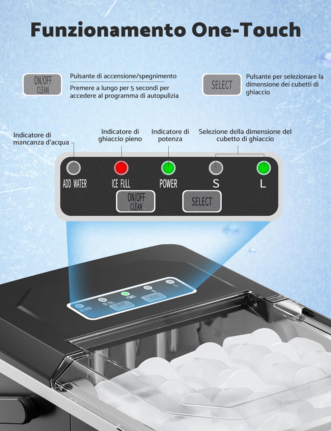 Ice Machine 12 kg/24 h, Self-Cleaning Home Ice Machine 1.5 L, Professional Ice Maker, Ready in 6 Minutes, with Handle, Silent/Scoop/Basket, Black