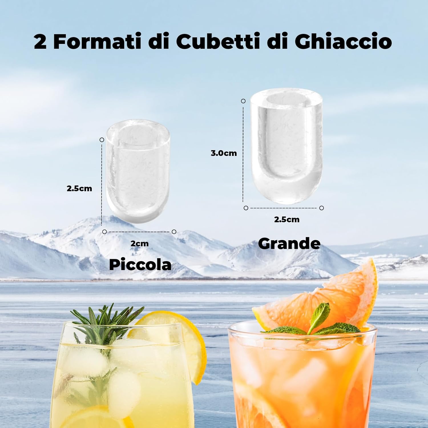 Ice Maker 12 kg/24 h, Self-Cleaning Ice Maker for Home 1.5 L, Silent, 9 Cubes in 6 Minutes, Ice Maker with Handle/Scoop/Basket, Grey