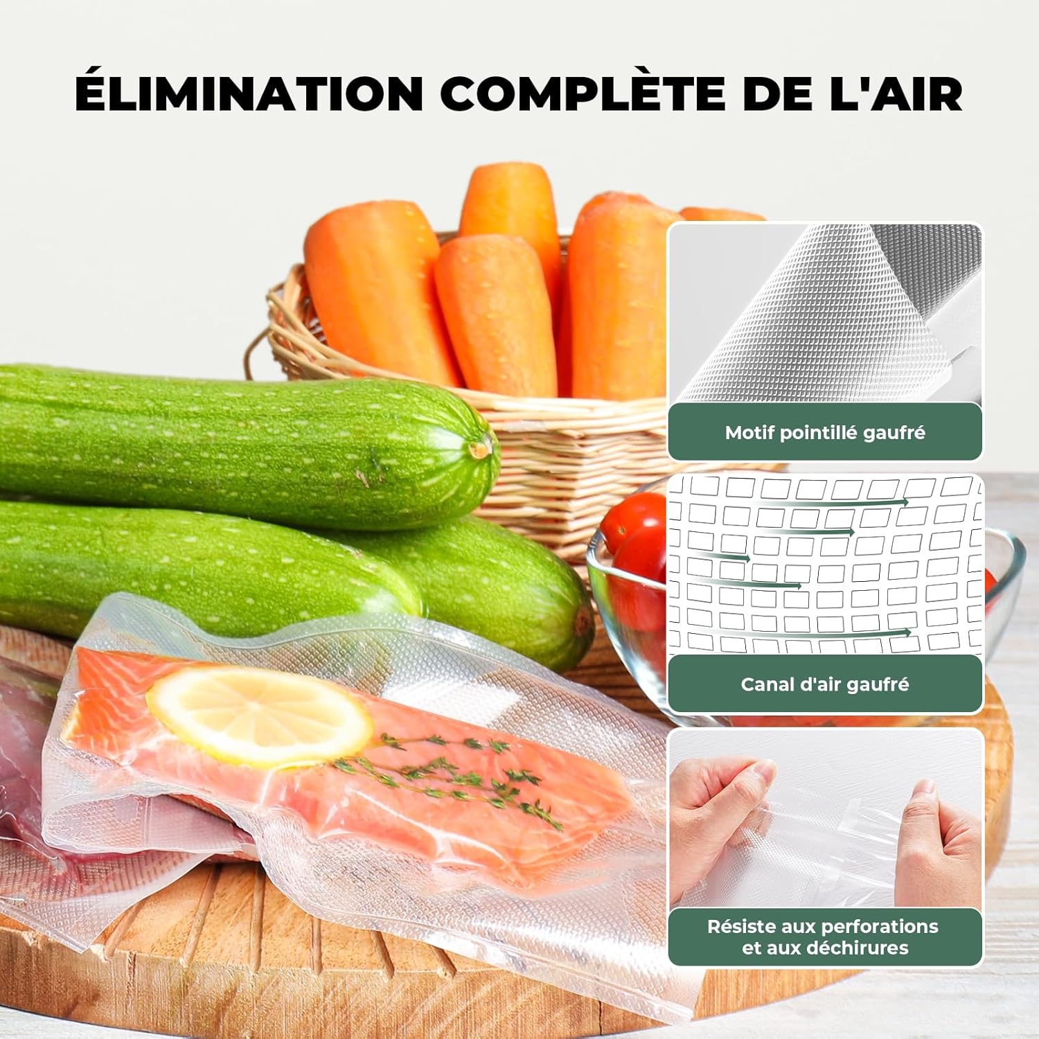 Food Vacuum Roll, 10 Rolls of BPA-Free Food Vacuum Film, 5 Rolls 28 x 300 cm and 5 Rolls 20 x 300 cm Food Vacuum Bag for Food Vacuum Machine and Cooking | 10 Rolls